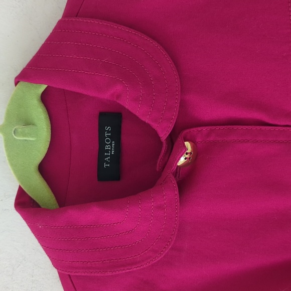 Talbots Cotton Fuchsia Gold Button Jacket - Picture 4 of 15